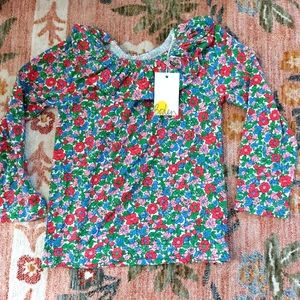 MiniBoden ruffle collar floral blouse